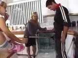 Blonde Teen Tease Plumber In Front Of Mom