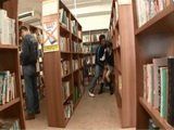 While Looking For A Book Japanese Schoolgirl Finds Crazy Guy Who Fucks Her Right In The Middle Of A Public Library